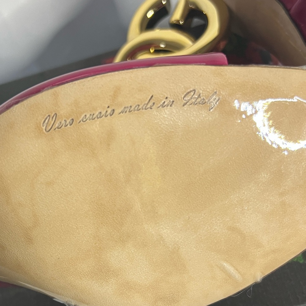 Dolce & Gabbana Fuchsia CIABATTA TACCO with Gold Interlocking Heels SZ 41EU/11US - Picture 10 of 15